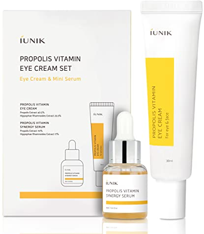Iunik Propolis Vitamin Eye Cream Set 30 ml | Propolis-Pack (iUNIK iUtivides Augencreme aus Propolis 30 ml + Revitalisierend-lebensmittelechtes Gesichtserum 15 ml)