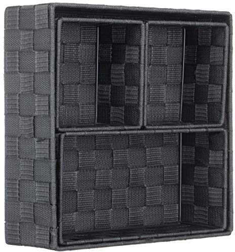 Brandsseller Aufbewahrungsbox Dekobox - Rattan/Flecht Optik - 4er Set Anthrazit