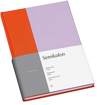 Semikolon 364831 Notizbuch Cutting Edge A5 liniert - 176 Seiten, cremeweißes Papier - Lesezeichen - tangerine lavender
