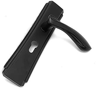 Maniglia a leva nera per porte interne ed esterne con foro per serratura (quadrato)