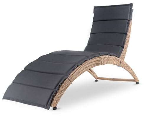 di volio Sonnenliege aus Polyrattan mit Auflage CIAMPINO – komfortable Gartenliege im edlen Design - klappbare Relaxliege
