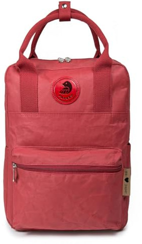 Monaco di Bavaria PAPERO ® aus Kraft-Papier | 2 in 1 Handtaschen Rucksack LYNX II | robust, wasserfest ultraminimalistisch, Vegan nachhaltig Damen Kleiner Backpack Platz für Laptop, Urban Style (Rot)