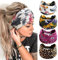 Stirnband Damen Breite Elastische Weiche Boho Haarbänder Leopard Print Haarschmuck Yoga Sport Haarband Mehrfarbig Haarreifen Damen(B)