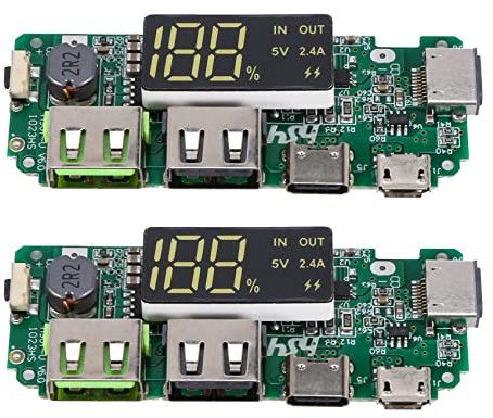 Ahvqevn LED Dual USB 5V 2.4A / Tipo-C USB Mobile Power Bank 18650 Modulo di Ricarica Batteria al Litio Scheda di Ricarica 2 Pezzi