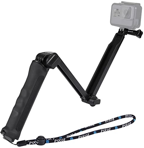 Hensych 3-Way Grip Foldable Selfie-stick Extension Monopod with Tripod for Go-Pro Hero 10/9/8/7/6/5/4/3/2/1 for Osmo Action/Action 2,for Insta360 ONE R Xiaoyi and Other Action Cameras