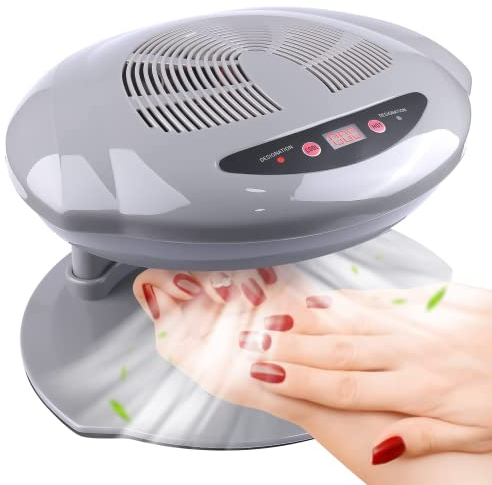 Kalolary Lampe à ongles, 400W Air Nail Dryer Nail Fan Sèche-Cheveux pour Les Mains et Les Pieds Vernis à Ongles Capteur Automatique Warm Cool Breeze Utilisation à la Maison et au Salon (Gris)