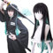 maysuwell Cosplay Perücken Anime Perücke für Frauen Schwarz-blauer Farbverlauf langes Haar für Halloween, Karneval, Kostümparty mit Perückenhaube