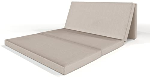 ALOHA Klappmatratze, Gästematratze, 4-teilige Faltmatratze zusammenklappbar Matratze mit Transporttasche Farbe und Größe wählbar (Wasserdicht Beige / 115cm x 195cm x 8cm)