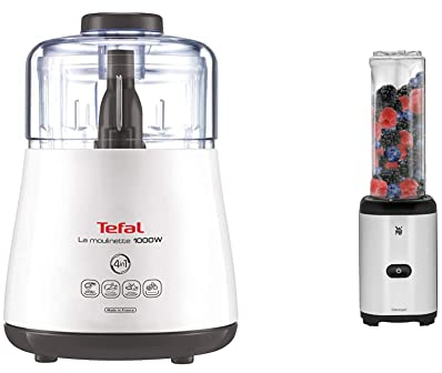 Tefal DPA 130 DPA130 La Moulinette Elektrischer Zerkleinerer (1000 Watt, 330 g) weiß & WMF Kult X Mix & Go Mini Smoothie Maker, Standmixer, Blender elektrisch, Shake Mixer 300 Watt
