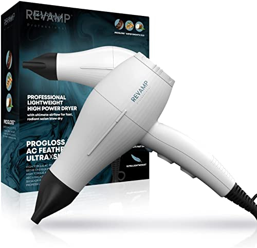 REVAMP Progloss 3850 Featherlite UltraXShine Haartrockner - Leistungsstarker Luftstrom (161 km/h), 2300W für schnelleres Trocknen inkl. Diffusor, für weniger Frizz & glattere Haare - Amazon Exklusiv