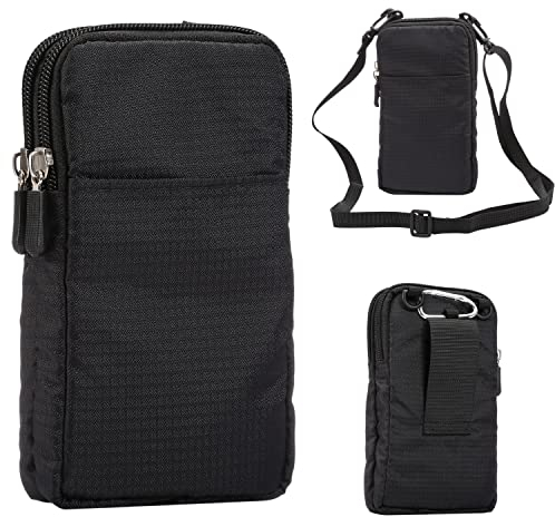 Nylon Umhängetasche Handy Herren, Kleine Herren Handytasche zum Umhängen, 6.0 Mini Crossbody Tasche Schultertasche Sport Hüfttasche Vertikal Gürteltasche mit Gürtelschlaufe Wandern Taille Holster