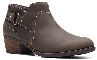 Clarks Women's Charlten Grace Ankle Boot, Taupe Oily Leather, 7 Medium US