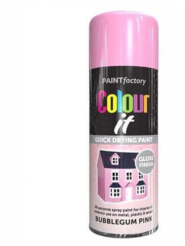 SuperGift.com Bubblegum Pink Gloss All Purpose Aerosol Spray Paint 400ml Quick Drying Spray, Fast Dry and Excellent Coverage for Metal, Wood, Plastic and More by Diva Gift