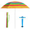Pincho Sombrilla de Playa de Acero con Recubrimiento antióxido .180 cm de diámetro. 8 Varillas de Acero. Factor protección Solar UPF 50+ (TH azul)