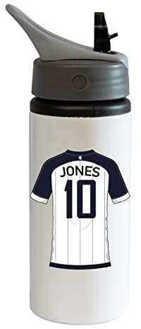 Football Shirt personalised Drinks Sports Childrens Water Bottle 600ml Aluminium Hot Cold Flip up Lid (Shirt H)