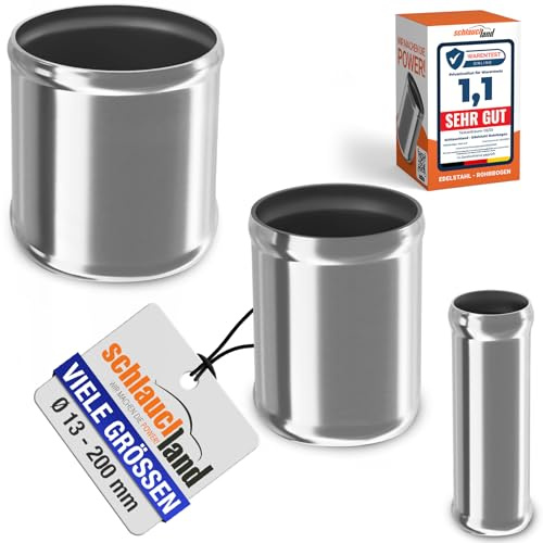 1 Stück | 10cm Edelstahl-Rohr AD-Ø 54mm poliert & gebördelt V2A 1.4301 INOX | AUSWAHL 1-10 Stück & 13-200 mm Durchmesser | Edelstahl Rohr Motor KFZ Kühler Silikon Schlauch-Verbinder | PREMIUM