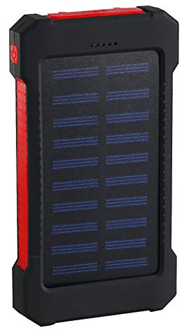 Batterie Externe Solaire Étanche 20000 MAh Chargeur Portable de Grande Capacité Ports USB Chargeur Externe Power Bank pour Smartphone Camping Lampe de Poche,Red,139 * 75cm
