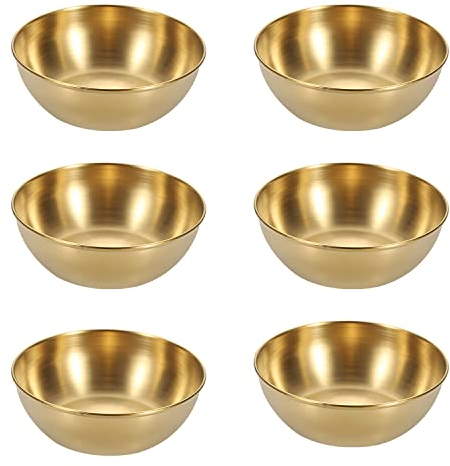 6-teilige Gold-Edelstahl Snackschalen - Runde Mini Dipschalen, Saucenschälchen zum Dippen, 8.2 x 2.7 cm