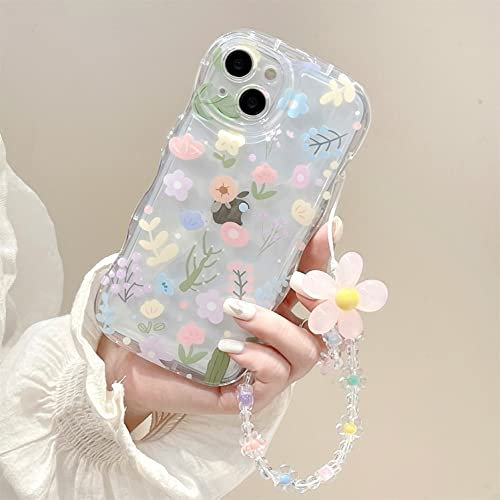 Rokmym Compatible avec Coque iPhone 11 Couverture avec Glitter Perle Bracelet Chain Strap,Case Bijoux de Telephone Cute Ours Motif Design Paillettes Pearl Femme Housse pour iPhone 11