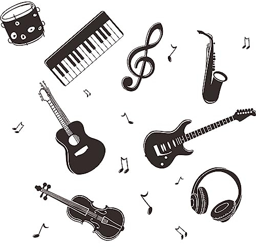 duoyif Wandtattoo Gitarre Note Wandaufkleber Musikinstrument Für Wohnzimmer Schlafzimmer Musikzimmer Kinderzimmer
