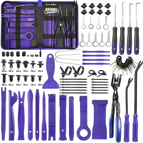 Uolor 342 Pièces Outils De DéMontage De Garnitures Trousse, Installation Garniture Intérieure Outils avec Rivet Clips Plastique pour Voiture Porte Panneau Tableau de Bord