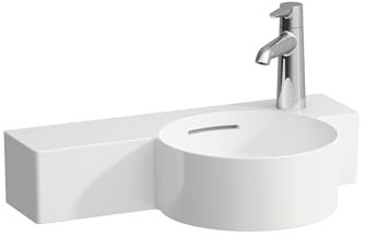 LAUFEN Val Handwaschbecken, ohne Hahnloch, Ablage links, mit Überlauf, schneidbar, 550x315mm, H8152847168131, Farbe: Schwarz Matt