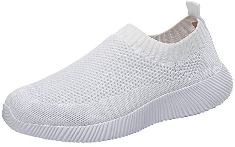 Zapatillas Mujer Sin Cordones Oferta Blancas Vintage Zapatillas Running Baloncesto Ligero Respirable Sneaker Jogging Ortopédico Mujereszapatos Transpirables Zapatos Caminata Mujer 2023, Color blanco.,