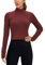 CRZ YOGA Women's Butterluxe 1/2 Zip Long Sleeve Shirts Sports Crop Tops Gym Sweatshirt Running Cropped Jacket Pullover with Thumbhole Noctilucence Red 12