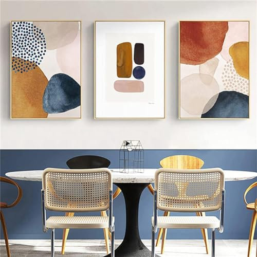 MKHFUW Set di 3 poster astratti con foglie botaniche stampate, arte da parete, astratta boho, motivo donna, senza cornice (design 01, 3 pezzi, 30 x 40 cm)