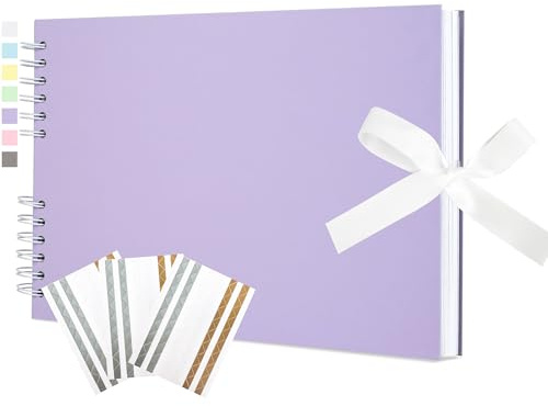 Scrapbook Photo Album 29x21.5 cm, 50 Sheets 100 Pages Acid-Free Kraft Paper | Customisable Kraft Paper Cover, Spiral Bound with Photo Corners, Mini Wedding Album, Wedding Guest Book, Anniversary & Travel