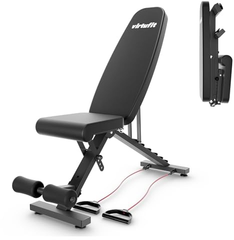 VirtuFit Fitnessbank FB100 - Klappbar - In 7 Trainingspositionen verstellbar - Inklusive 3 Widerstandsbänder - Max 200 kg - Ganzkörpertraining