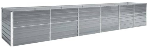 KOIECETA Hochbeet Pflanzkübel Blumenkasten Garten Pflanzkasten Terrassen Gemüsebeet Gartenbeet Pflanzbeet Verzinkter Stahl 480x80x77 cm Grau
