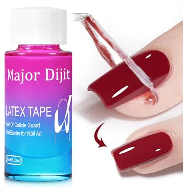 Major Dijit Liquid Latex Tape Peel Off Unghie Lattice Gel Smalto Rimovibile Pellicola Antisbavature per Nail Art Stamping Protezione delle Dita e Pelle, 10ML