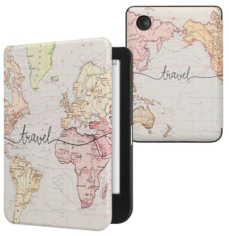 kwmobile Étui Compatible avec Kobo Clara BW/Colour Coque - Étui à Rabat magnétique Tablette eReader Similicuir - Noir-Multicolore