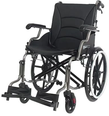 ByteTecpeak M4 Faltbarer Rollstuhl mit Doppeltem Sitzpolster, Schockabsorbierenden Vorderrädern, Leichtes Aluminiumgestell, Abnehmbare Armlehnen, wartungsfreie Vollgum
