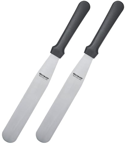 Westmark 2 Palette per Spalmare/Coltelli da Pasticceria Professionali Master Line – Dritte e flessibili, dimensioni lama 3 x 18 cm, lunghezza 30 cm – Nero/argento, 312122E3