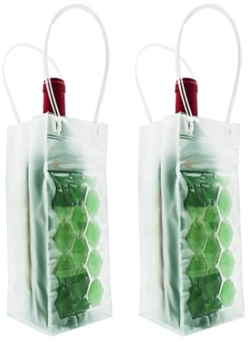 2 Stück Weinkühler, Gel-Weinflaschenkühler, Eisbeutel, Weinkühler, Kühlschrank und Getränketransport, transparenter Gefrierbeutel, Weinflaschenkühler für roten, weißen Champagner oder Sekt (grün)