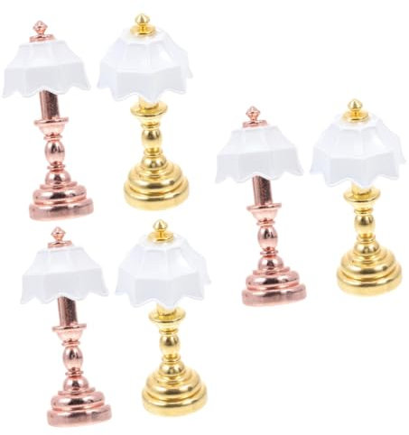 ORFOFE 6 Pcs Dollhouse Table Lamp Miniature Furniture Desk Lamps Miniature Table Light Miniature Table Lamp Decorative Mini Light Dolls House Lights Battery Operated Miniature Lamps Iron
