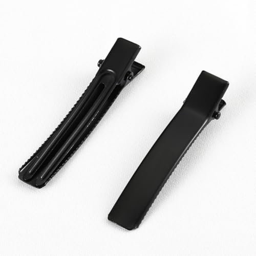 Rockreyoa Barrettes à cheveux en métal - Petites pinces crocodiles - Pinces crocodiles - Pinces à cheveux pour femme - Barrettes pour salon de coiffure - Accessoires de bricolage - Noir - 6 cm