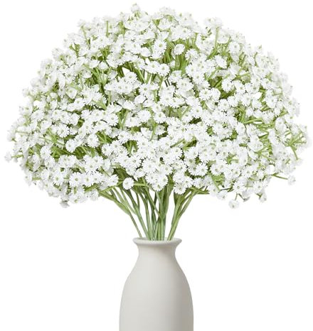 Serwalin 15PCS Schleierkraut Künstlich Kunstblumenstrauß Blumen Sträuße für Hochzeit nach Hause Partei DIY Blumenarrangement Heimdekoration