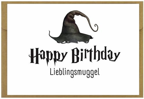 CL&MH Geburtstagskarte, magical Karte Happy Birthday, Zauberer, Karte zum Geburtstag, Hexenhut, Muggle, Muggel