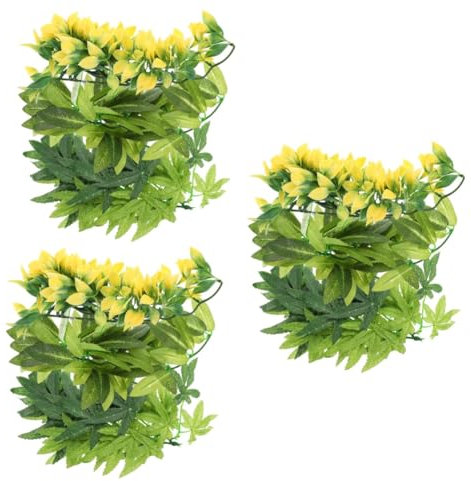 Sosoport 9 Pièces Boîte d'escalade pour Animaux De Compagnie Rotin Reptiles Terrarium Reptile Réservoir Accessoires Pliable Jungle Aquarium Plantes Ornements Aquarium Fausse Plante