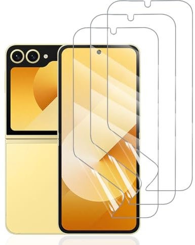 Hhfcryst Protector de Hidrogel Protector para Samsung Galaxy Z Flip 6/5 /4/3, 3 Piezas TPU Protectores de Pantalla HD Transparente Suave (Vidrio no templado)