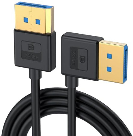 SPONGL Câble en silicone DisplayPort 1.4 coudé à 90° jusqu'à 8 K60 Hz 4K/144 Hz Prend en charge des longueurs flexibles de 30 à 100 cm