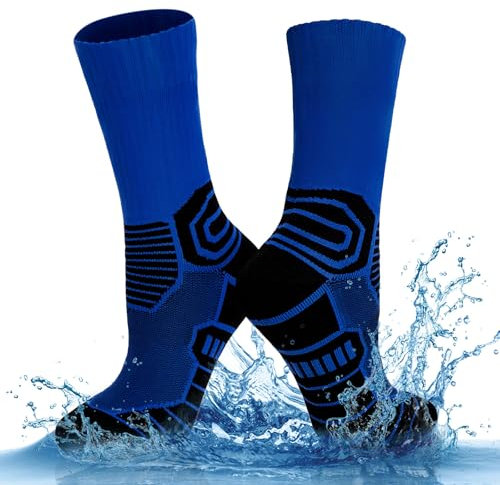 LEOSTEP Calzini impermeabili per uomini e donne per la massima avventura, traspiranti, durevoli e confortevoli, ideali per ciclismo, sci, mountain bike, golf, corsa, escursionismo e pesca, Blu, S