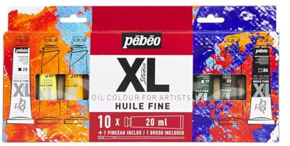 PEBEO Fine XL-Kit Peinture à l'huile, Couleurs complémentaires, 10 x 20 ml + Pinceau