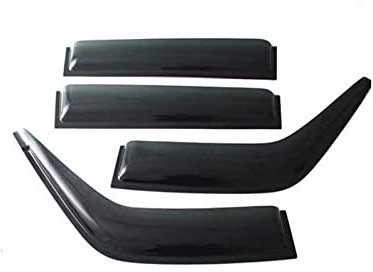 NYSQOFMB 4 Stück Fenstervisier Regenabweiser Für Nissan Für Navara D22 1997–2004 Doppelkabine Schwarz Rauch Auto Seitenfenster Windabweiser