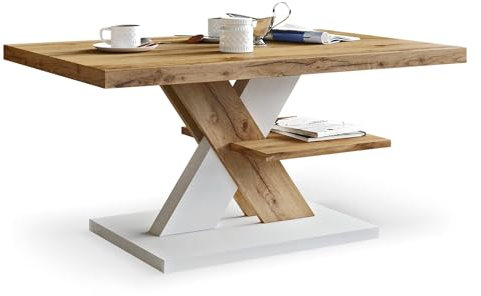 Viosimc Couchtisch, Moderner Wohnzimmertisch,Kaffeetisch, Sofatisch,Sofa Tisch mit Großer Ablage, Beistelltisch für Tee und Kaffee