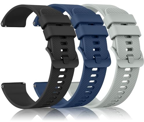 Tobfit Garmin Lot de 3 bracelets de rechange en silicone pour Garmin Venu Sq/Venu Sq 2 20 mm pour homme et femme (noir/bleu/gris)