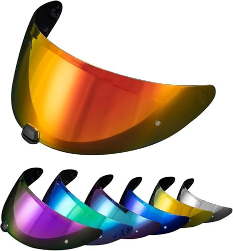 PSLER Helm Visier Verspiegelt für HJC i70 i10 HJ-31,Helmvisier Getöntes Visier Motorradhelm Zubehör Ersatz(Tiefrot)